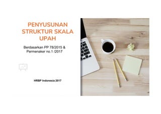 PENYUSUNAN
STRUKTUR SKALA
UPAH
Berdasarkan PP 78/2015 &
Permenaker no.1 /2017
HRBP Indonesia 2017
 