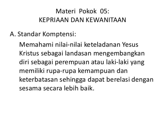 Soal Agama Katolik Keprian Kewanitaan - Membahas Soal