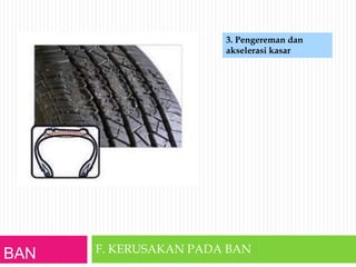 BAN F. KERUSAKAN PADA BAN
3. Pengereman dan
akselerasi kasar
 