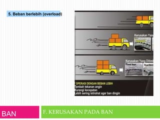 BAN F. KERUSAKAN PADA BAN
5. Beban berlebih (overload)
 