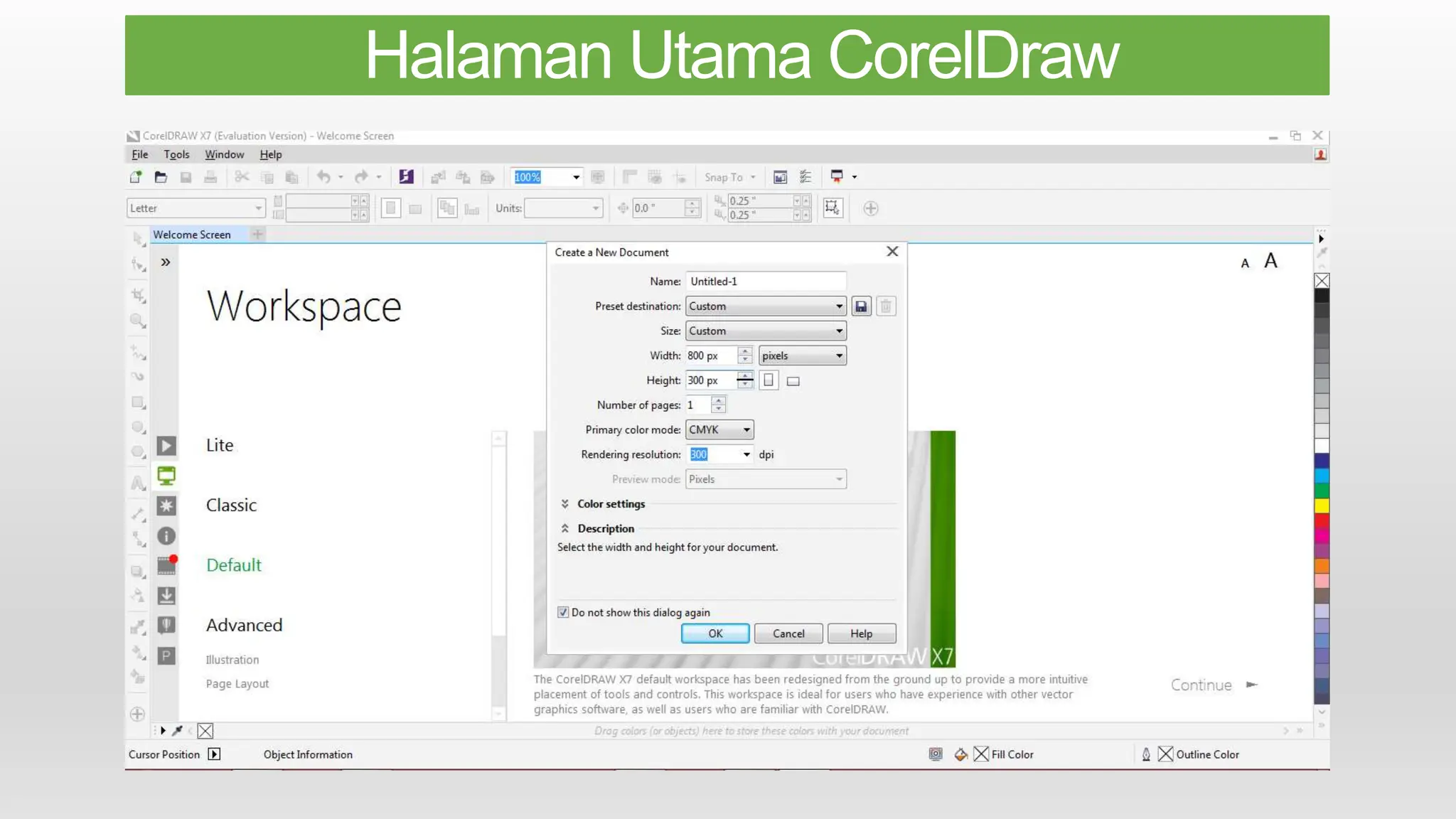 Halaman Utama CorelDraw
 