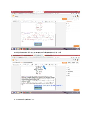 13. Kemudianpadaposisi tersebutkemudiankitaklikiconinsertlink
14. Akanmuncul jendelasbb:
 
