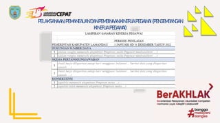 PELAKSANAAN, PEMANTAUAN DAN PEMBINAAN KINERJA PEGAWAI (PENGEMBANGAN
KINERJAPEGAWAI)
 