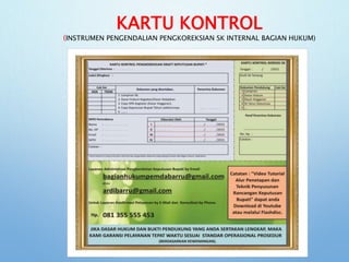 KARTU KONTROL
(INSTRUMEN PENGENDALIAN PENGKOREKSIAN SK INTERNAL BAGIAN HUKUM)
 