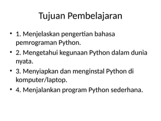 Materi Python Pertemuan 1 dasar Dasar Python SMK Kelas X | PPTX