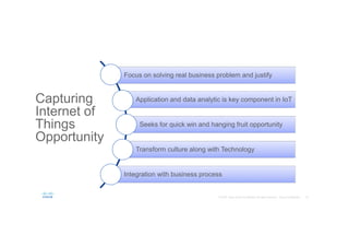 Capturing
Internet of
Things
Opportunity
Focus on solving real business problem and justify
Application and data analytic ...