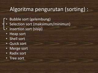 Materi sorting(pengurutan)-Dasar-Dasar Pemprograman | PPT
