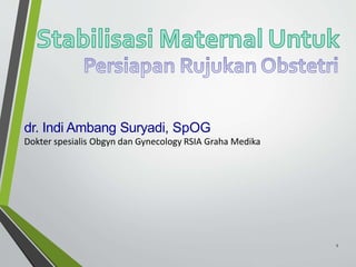 dr. Indi Ambang Suryadi, SpOG
Dokter spesialis Obgyn dan Gynecology RSIA Graha Medika
1
 
