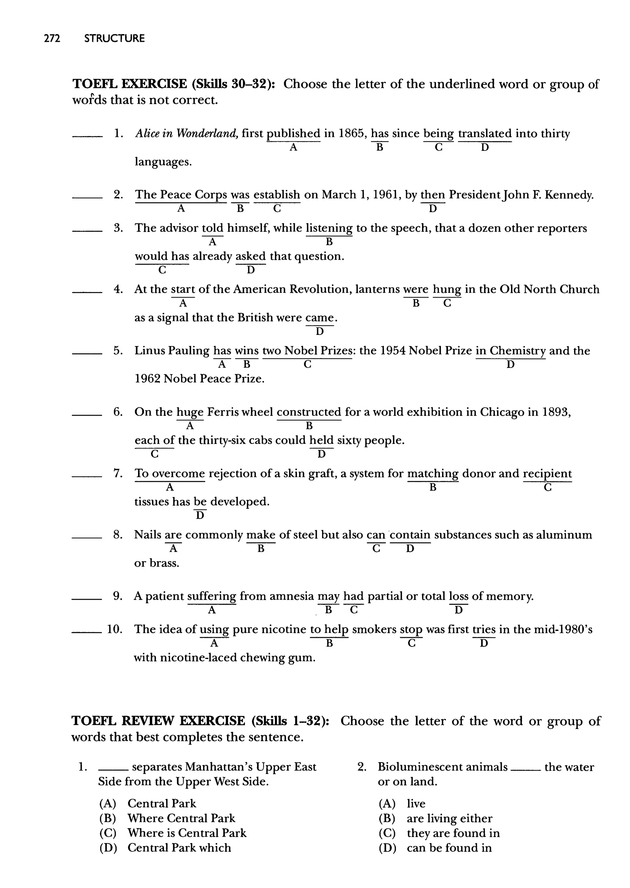 Materi Structure & Written Expression TOEFL & Key Answer (Deborah_Phillips_Longman Complete Course for the TOEFL Test Preparation)
