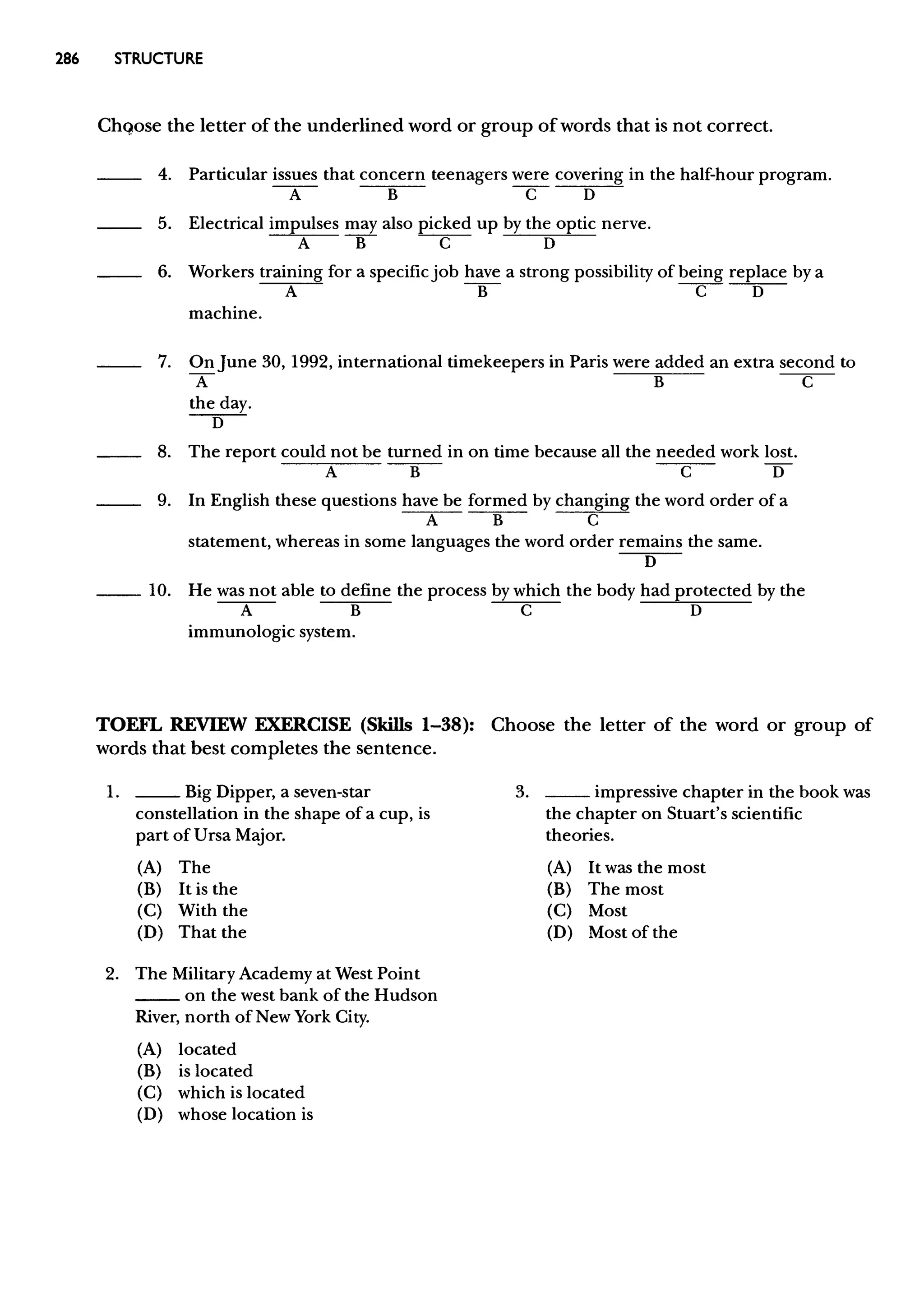 Materi Structure & Written Expression TOEFL & Key Answer (Deborah_Phillips_Longman Complete Course for the TOEFL Test Preparation)