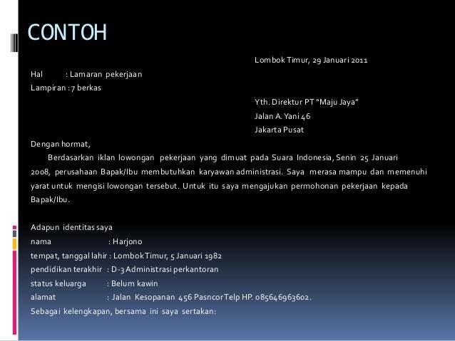 Materi surat lamaran