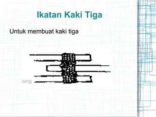 Ikatan Kaki Tiga
Untuk membuat kaki tiga
 