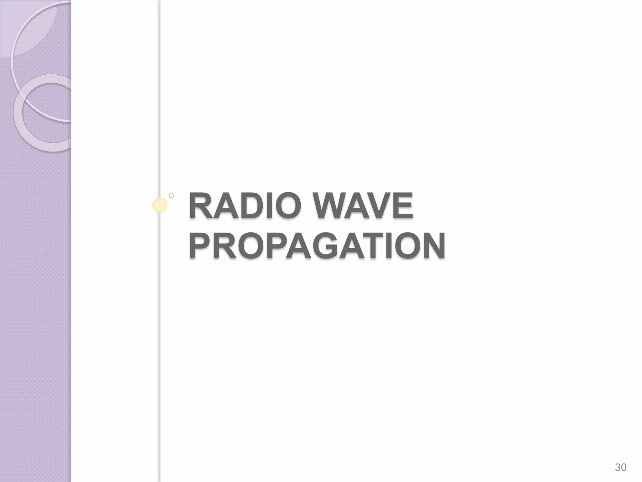 RADIO WAVE
PROPAGATION
30
 