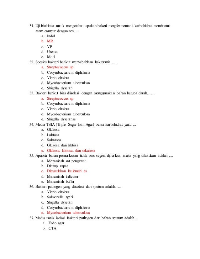 Soal Dan Jawaban Bakteriologi