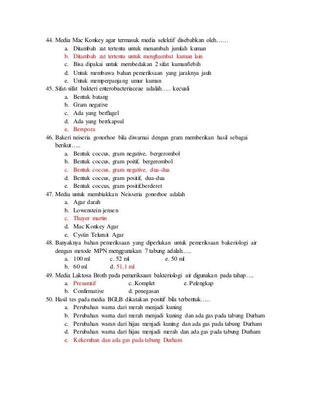 Soal Dan Jawaban Bakteriologi