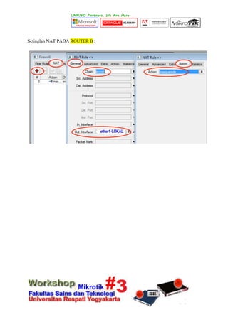 Setinglah NAT PADA ROUTER B :
 