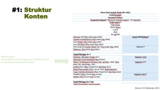 #1: Struktur
Konten
(Source: R.D. Mahande, 2017)
Menyesuaikan
Prinsip Behaviorisme, Kognitisme, Konstruktivisme
Prinsip Active learning-Alur Belajar
 