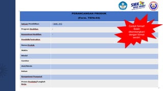Contoh format!
Boleh
dikembangkan/
dengan format
sendiri.
 