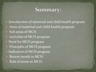 Maternal and child health programme | PPTX
