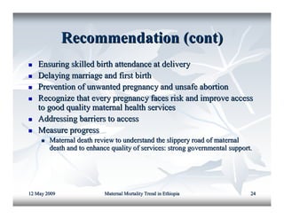 Maternal mortality in ethiopia | PDF
