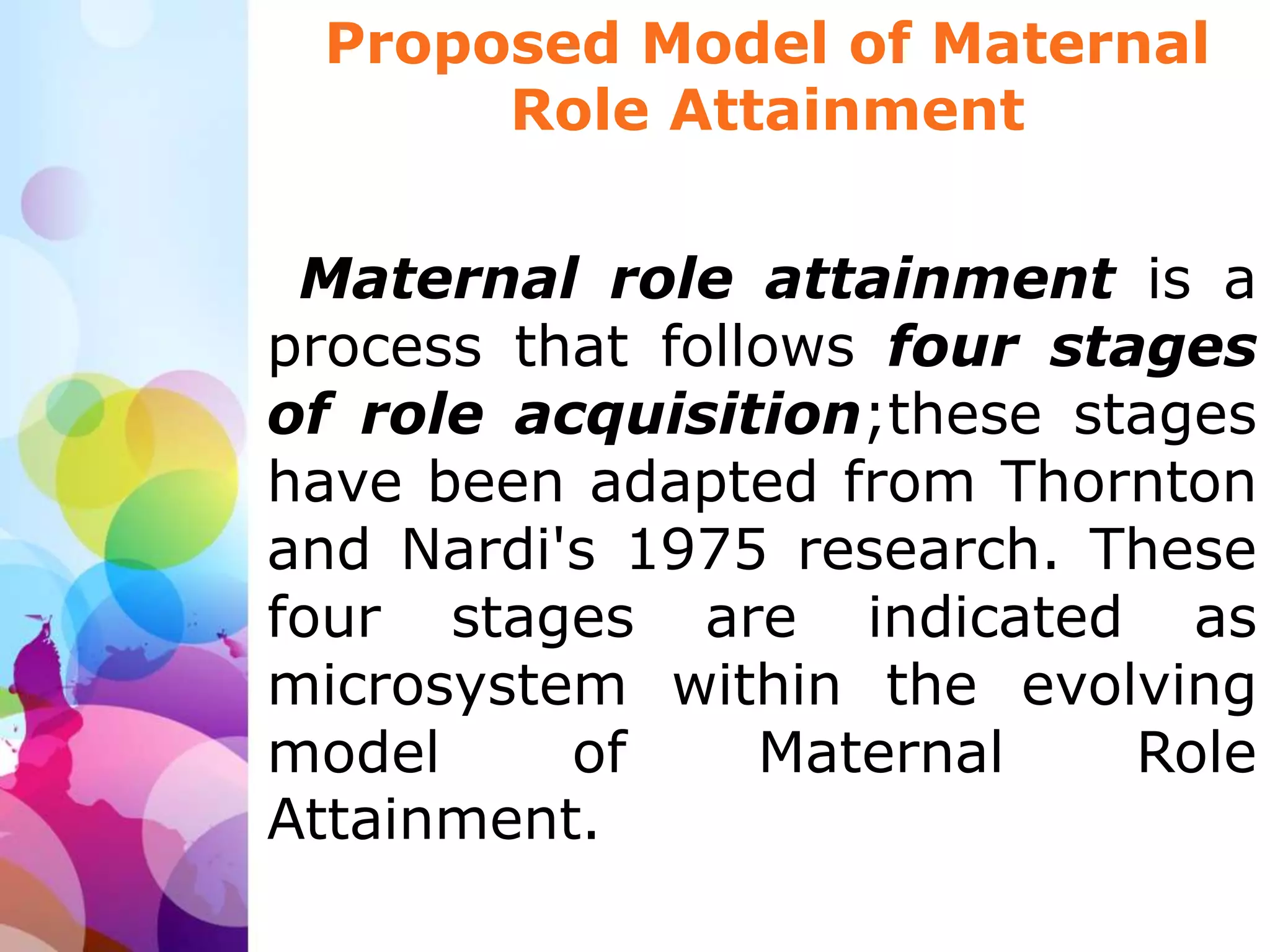 Maternal role attainment theory | PPTX | Pregnancy | Reproductive Health