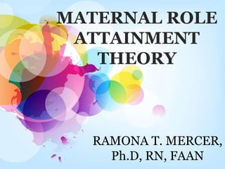 MATERNAL ROLE
 ATTAINMENT
   THEORY



  RAMONA T. MERCER,
    Ph.D, RN, FAAN
 