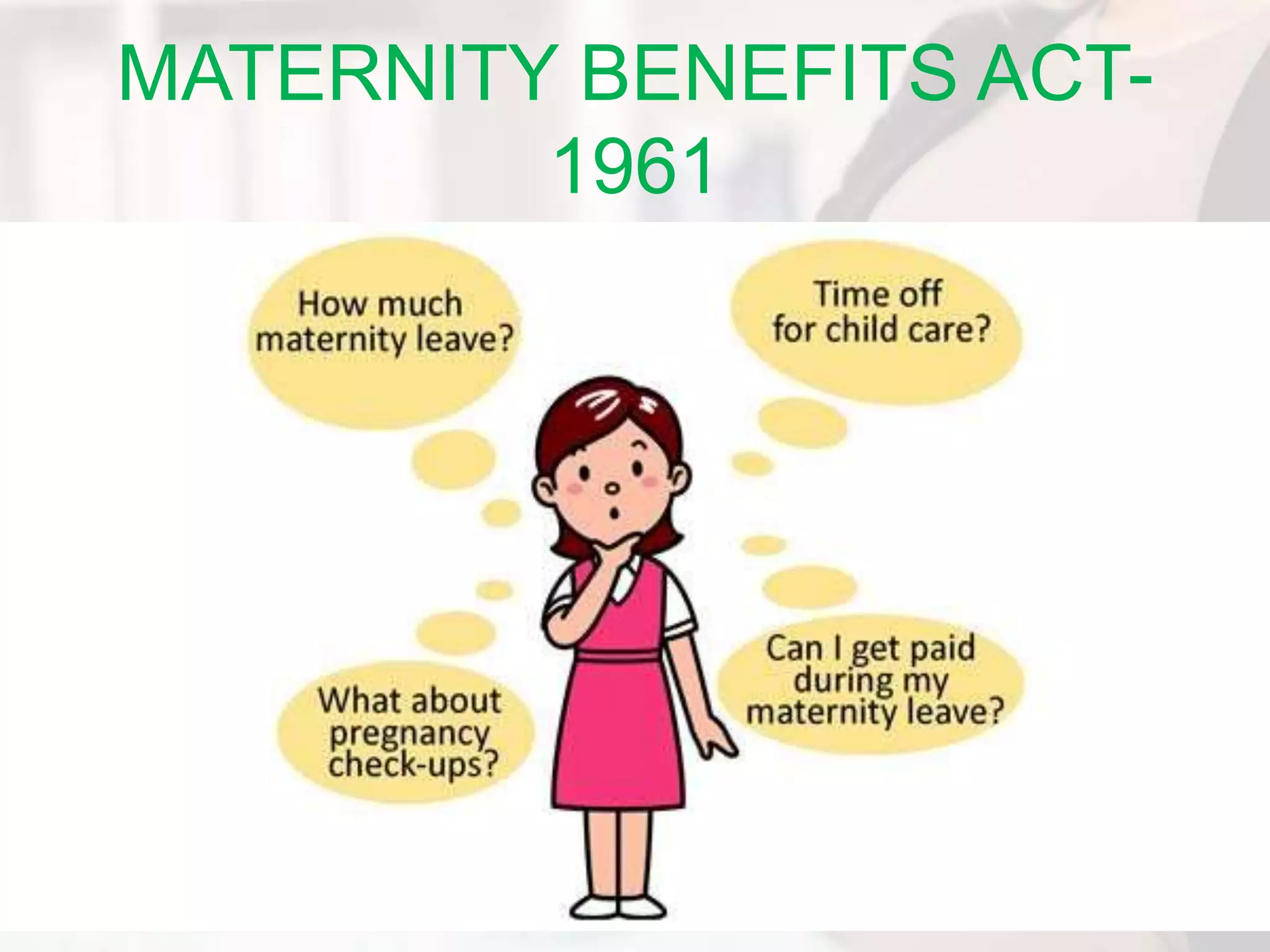 Maternity benefits act 1961 PPT