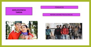 ADOLESCENCIA
TARDIA
PSIQUICOS
REPERCUSIONES PSICOLOGICAS
 