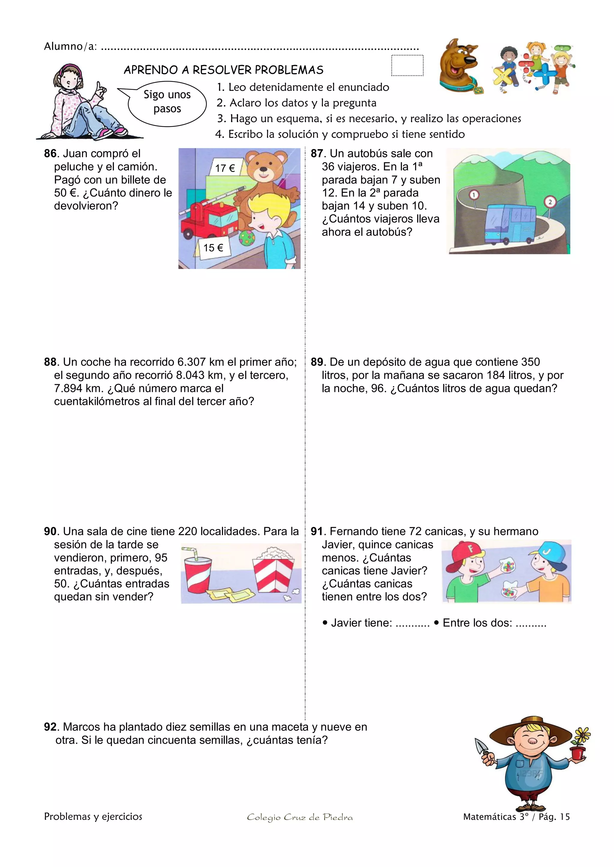 Matemáticas de 3º Primaria. Problemas y ejercicios | PDF