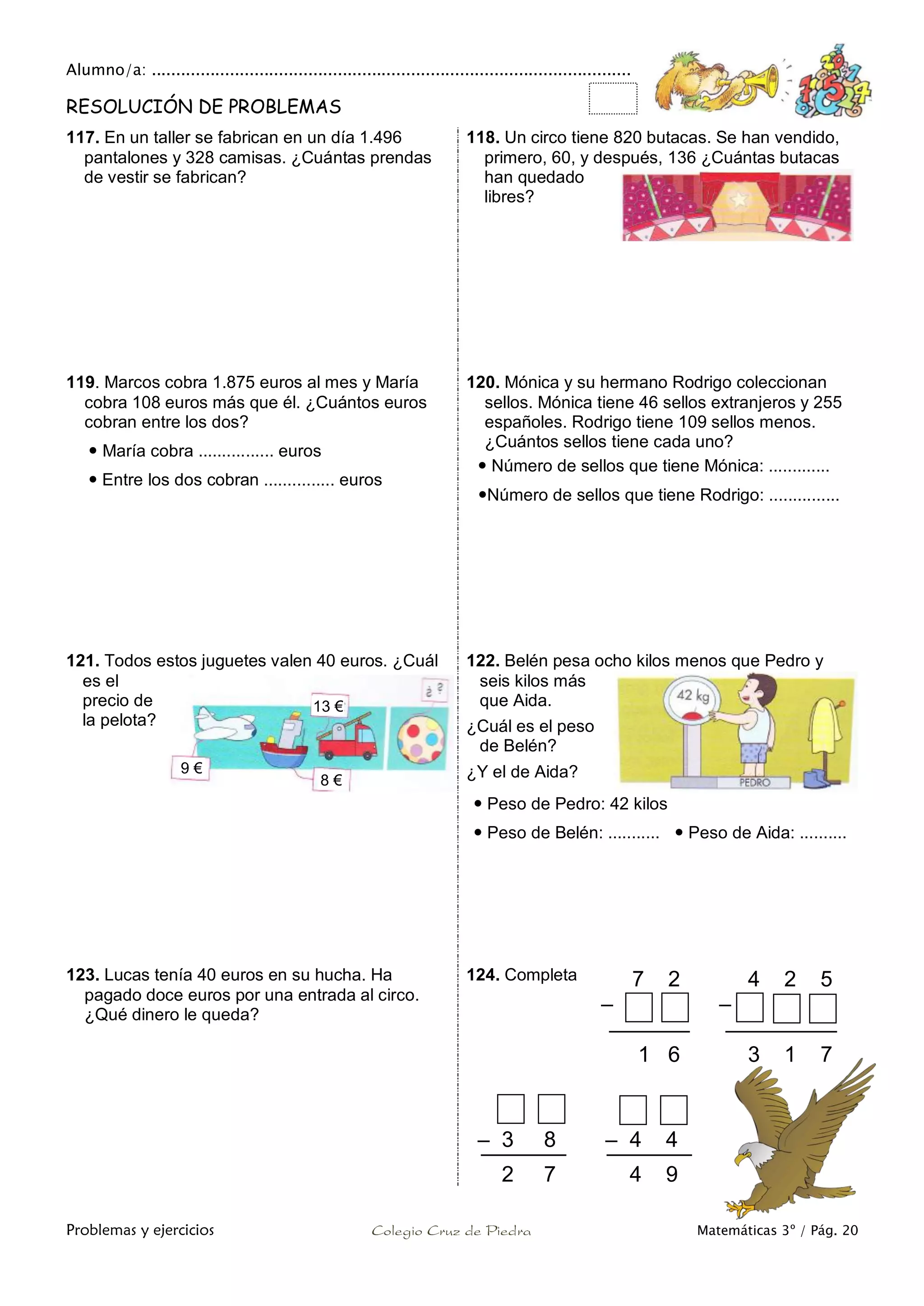 Matemáticas de 3º Primaria. Problemas y ejercicios | PDF