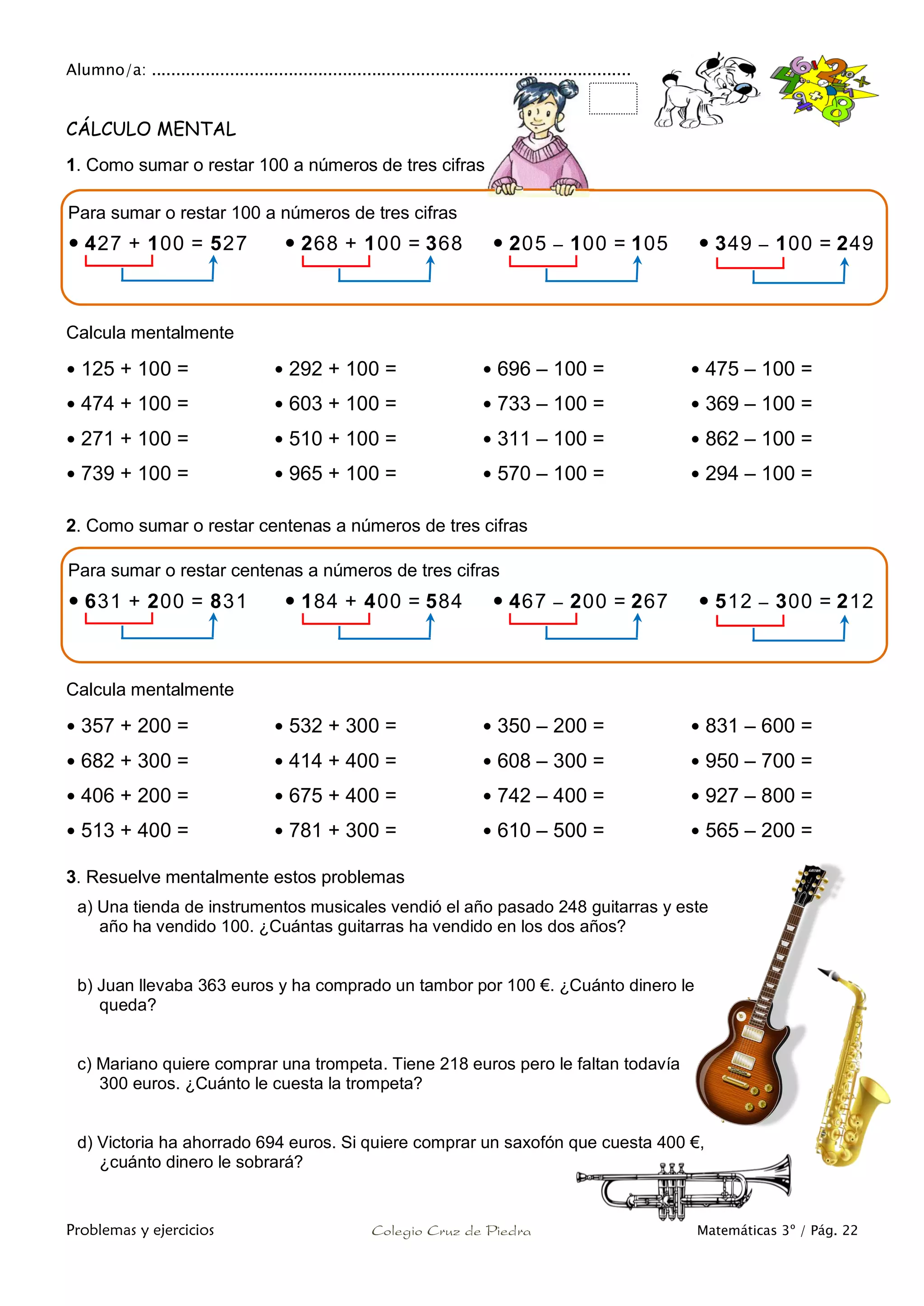 Matemáticas de 3º Primaria. Problemas y ejercicios | PDF