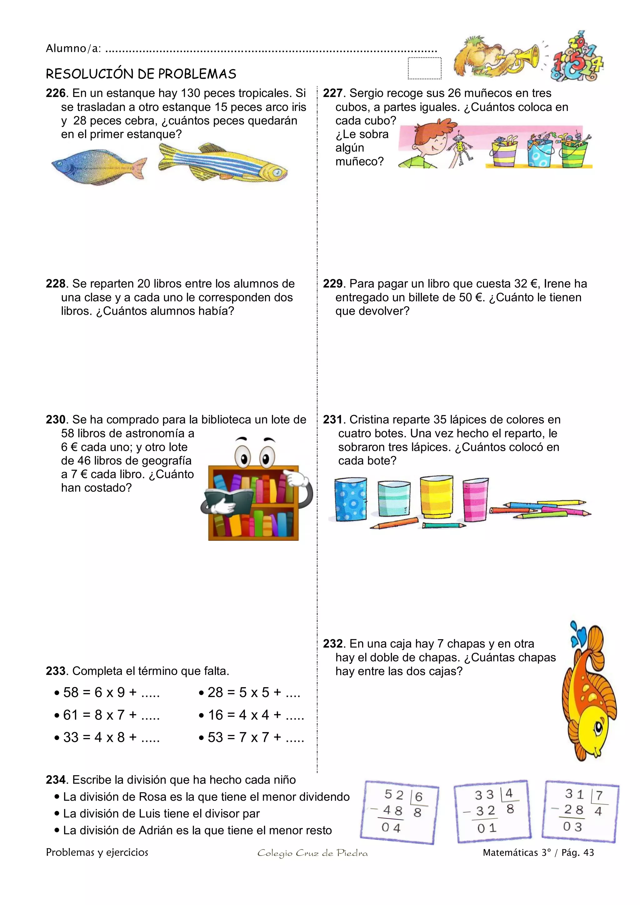 Matemáticas de 3º Primaria. Problemas y ejercicios | PDF