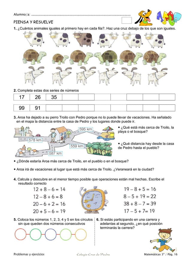 Matemáticas de 3º Primaria. Problemas y ejercicios | PDF