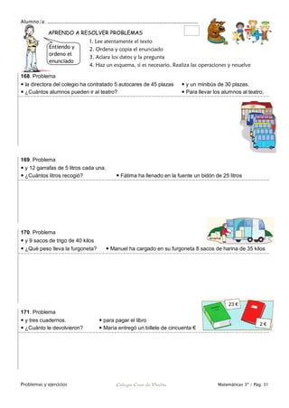 Matemáticas de 3º Primaria. Problemas y ejercicios | PDF