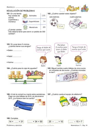 Matemáticas de 3º Primaria. Problemas y ejercicios | PDF