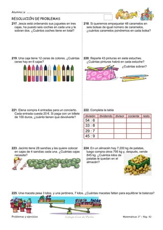 Matemáticas de 3º Primaria. Problemas y ejercicios | PDF