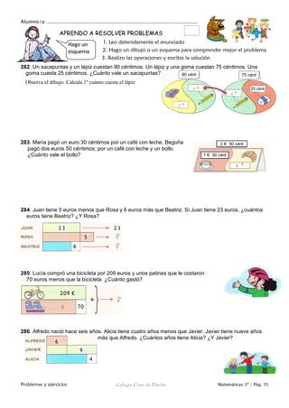 Matemáticas de 3º Primaria. Problemas y ejercicios | PDF