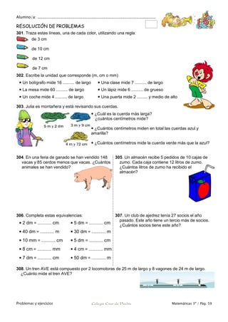 Matemáticas de 3º Primaria. Problemas y ejercicios | PDF