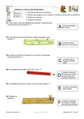 Matemáticas de 3º Primaria. Problemas y ejercicios | PDF