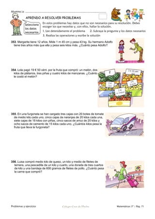 Matemáticas de 3º Primaria. Problemas y ejercicios | PDF