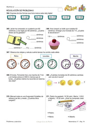 Matemáticas de 3º Primaria. Problemas y ejercicios | PDF