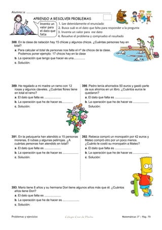 Matemáticas de 3º Primaria. Problemas y ejercicios | PDF