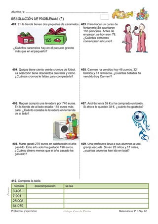 Matemáticas de 3º Primaria. Problemas y ejercicios | PDF
