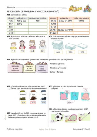 Matemáticas de 3º Primaria. Problemas y ejercicios | PDF