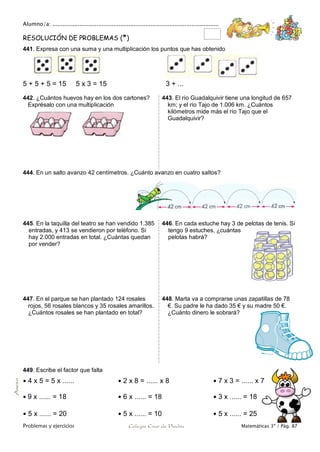 Matemáticas de 3º Primaria. Problemas y ejercicios | PDF