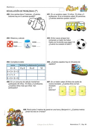 Matemáticas de 3º Primaria. Problemas y ejercicios | PDF