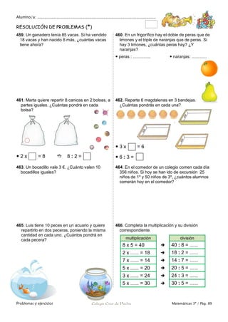Matemáticas de 3º Primaria. Problemas y ejercicios | PDF