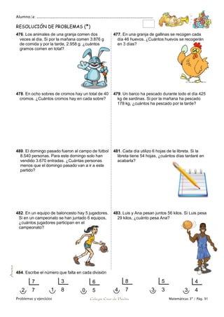 Matemáticas de 3º Primaria. Problemas y ejercicios | PDF