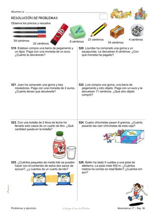 Matemáticas de 3º Primaria. Problemas y ejercicios | PDF