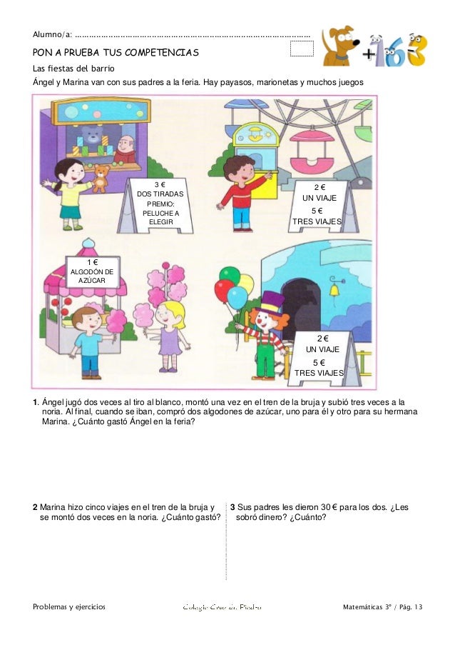 Matemáticas de 3º Primaria. Problemas y ejercicios